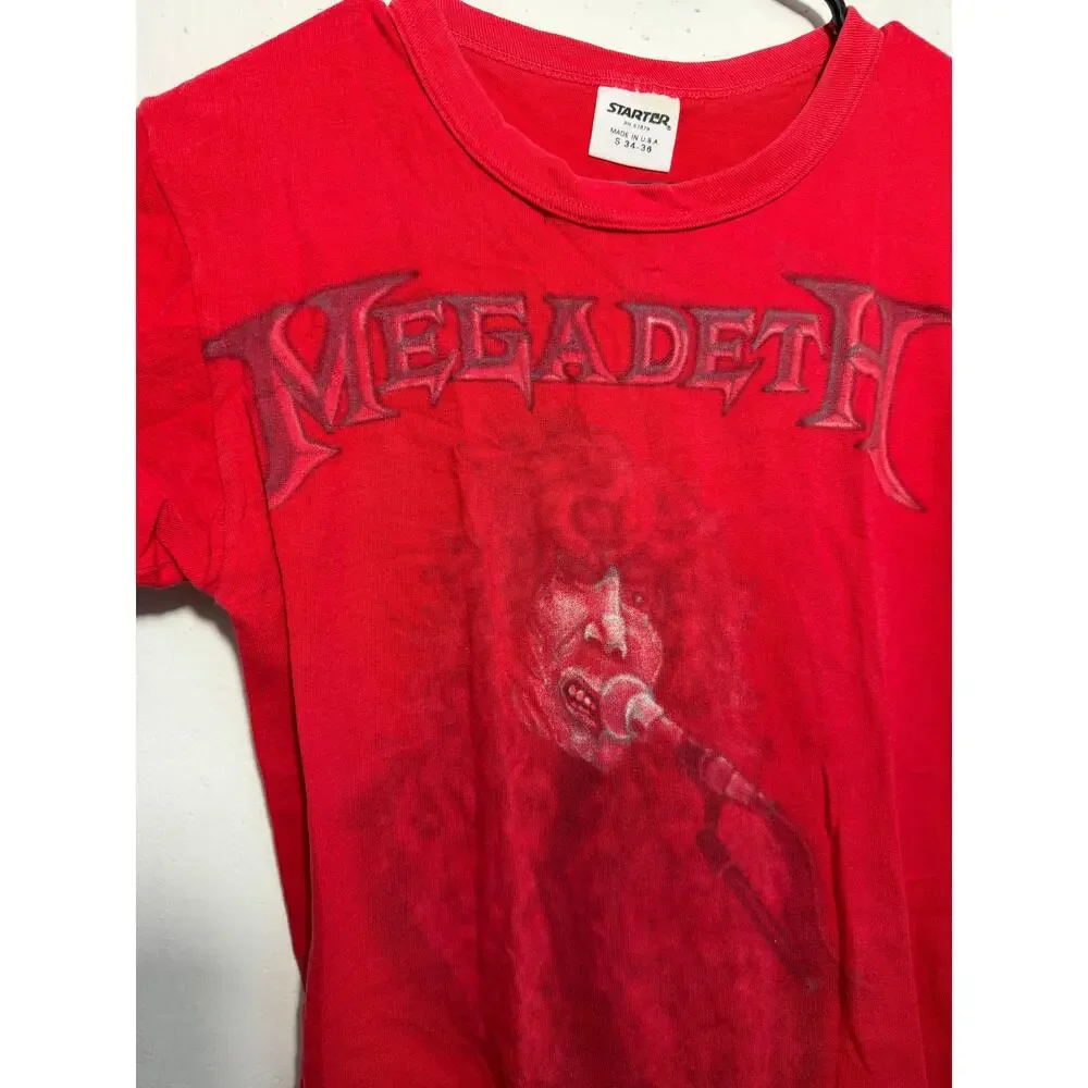 Vintage Started Single Stitch MEGADETH T Shirt Red Small Adult - Picture 9 of 13